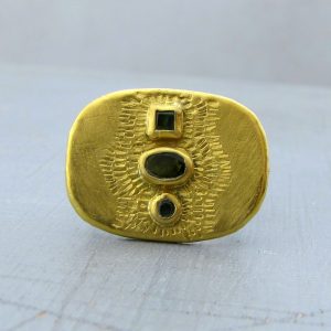 Tourmaline 24k gold & silver statement ring