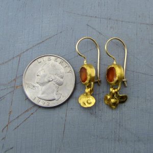 Handmade 24k gold Carnelian dangle earrings