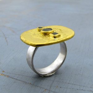 Tourmaline 24k gold & silver statement ring