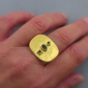 Tourmaline 24k gold & silver statement ring