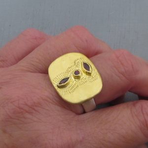 Garnet 24k gold & silver statement ring