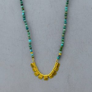 Solid 24k gold & Turquoise beads handmade necklace