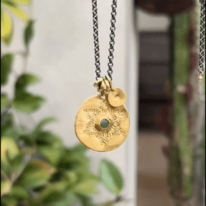 Emerald & Star of David 22k gold pendant necklace
