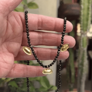 Handmade 22k gold and Black Spinel necklace