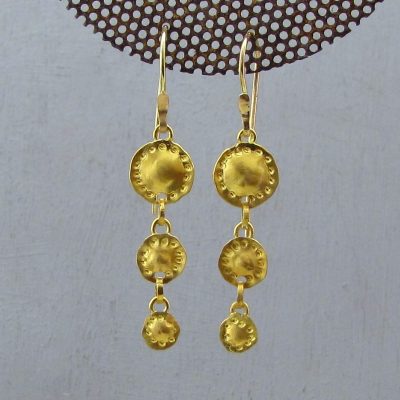 Dangle 22k gold disks earrings