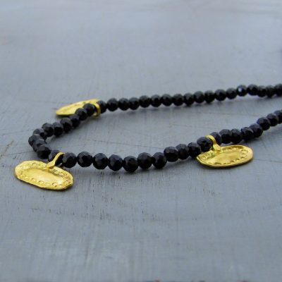 Handmade 22k gold necklace with Black Spinel