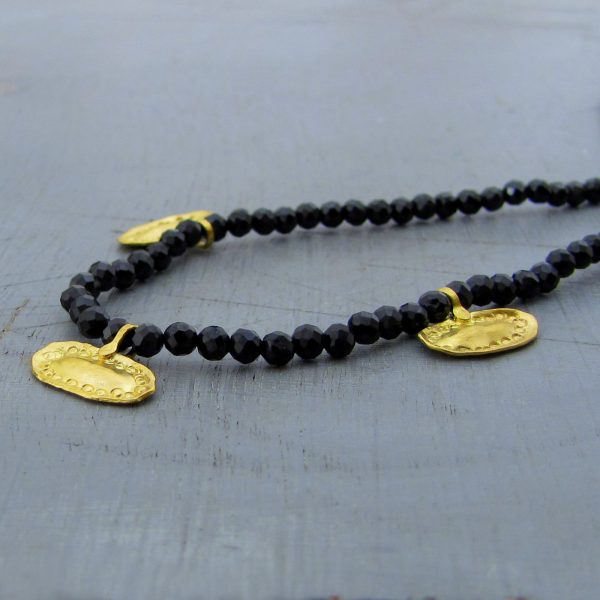 Handmade 22k gold and Black Spinel necklace