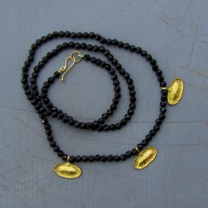 Handmade 22k gold necklace with Black Spinel