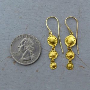 Dangle 22k gold disks earrings