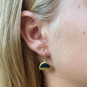Matte Onyx 24k gold earrings