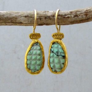24k gold dangle Turquoise earrings