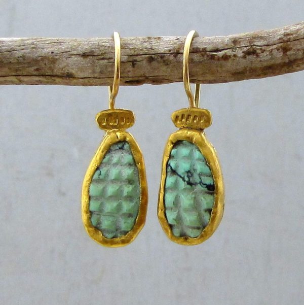 24k gold dangle Turquoise earrings