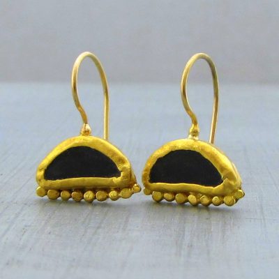 Matte Onyx 24k gold earrings