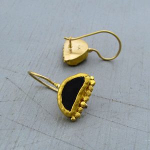 Matte Onyx 24k gold earrings