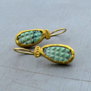 24k gold dangle Turquoise earrings