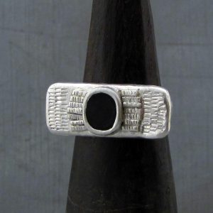 One of a kind ethnic silver Onyx signet ring