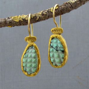24k gold dangle Turquoise earrings