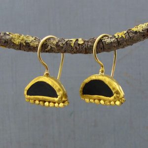 Matte Onyx 24k gold earrings
