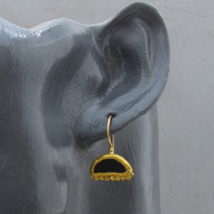 Matte Onyx 24k gold earrings