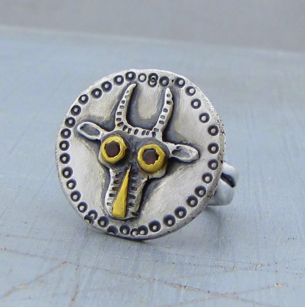 Bull Silver and 24k Gold Ring
