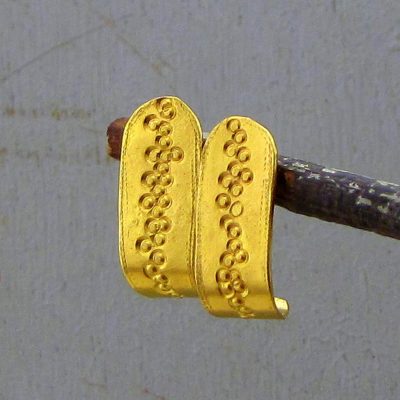 Special texture 22k gold open hoop earrings