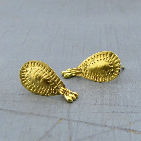 Handmade 22k solid gold dangle studs