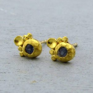 Kyanite 24k gold studs earrings