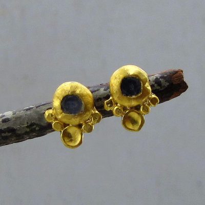 Kyanite 24k gold studs earrings