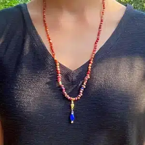 24k Gold Lapis Lazuli Ruby and Tiger Eye necklace