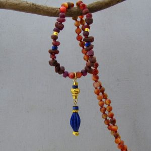 24k Gold Lapis Lazuli Ruby and Tiger Eye necklace