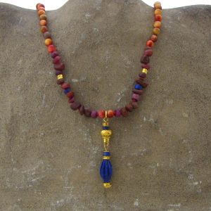 24k Gold Lapis Lazuli Ruby and Tiger Eye necklace