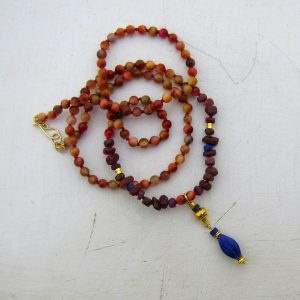 24k Gold Lapis Lazuli Ruby and Tiger Eye necklace