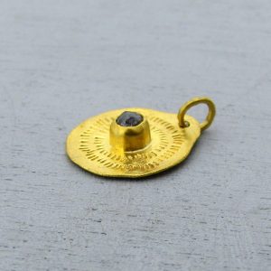 Handmade 24k gold Rough Diamond pendant