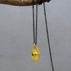 Handmade 24k gold Rough Diamond pendant
