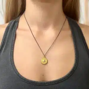 Rough gray Diamond 24k gold pendant