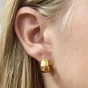 Handmade solid 22 karat gold hoops earrings