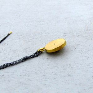 Rough gray Diamond 24k gold pendant