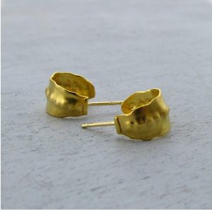 Handmade 22k gold open hoop earrings