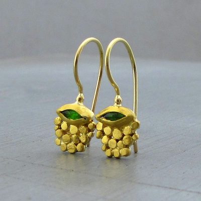 Chrome Diopside solid 24k gold handmade earrings