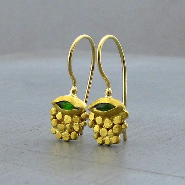 Chrome Diopside solid 24k gold handmade earrings