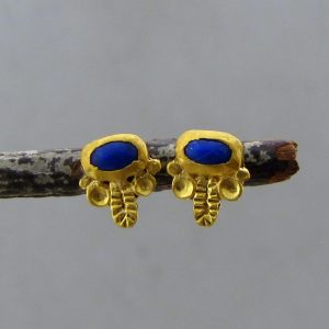 Lapis Lazuli fine 24 karat gold studs earrings