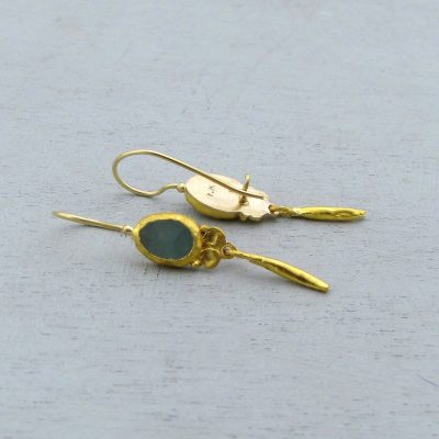 Handmade Aquamarine 24k gold ethnic earrings