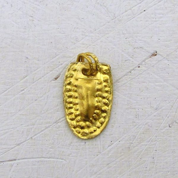 24kt solid gold handmade elliptic pendant