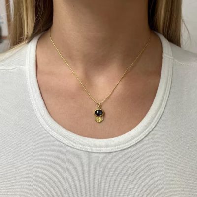 Black Cat's Eye 24 Karat Pendant
