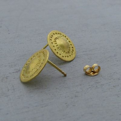 Handmade 18 karat gold mandala studs