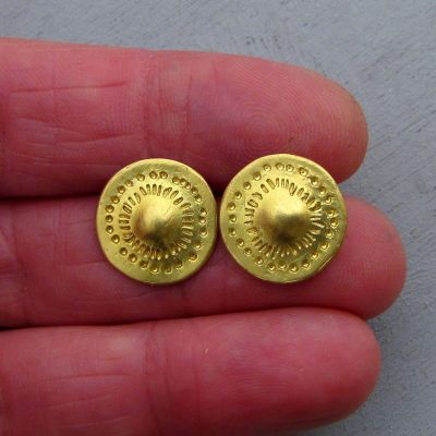 Handmade 18 karat gold mandala studs