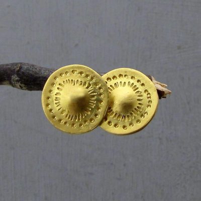 Handmade 18 karat gold mandala studs