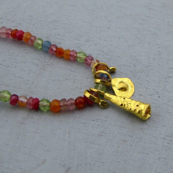 Strawberry Quartz 24k gold beaded necklace