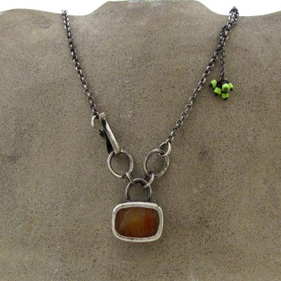 Carved red Agate silver necklace