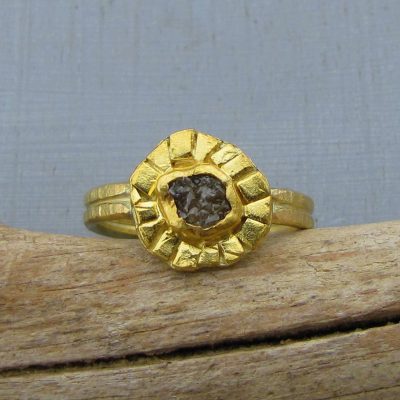 Rough diamond 22k gold stacking ring